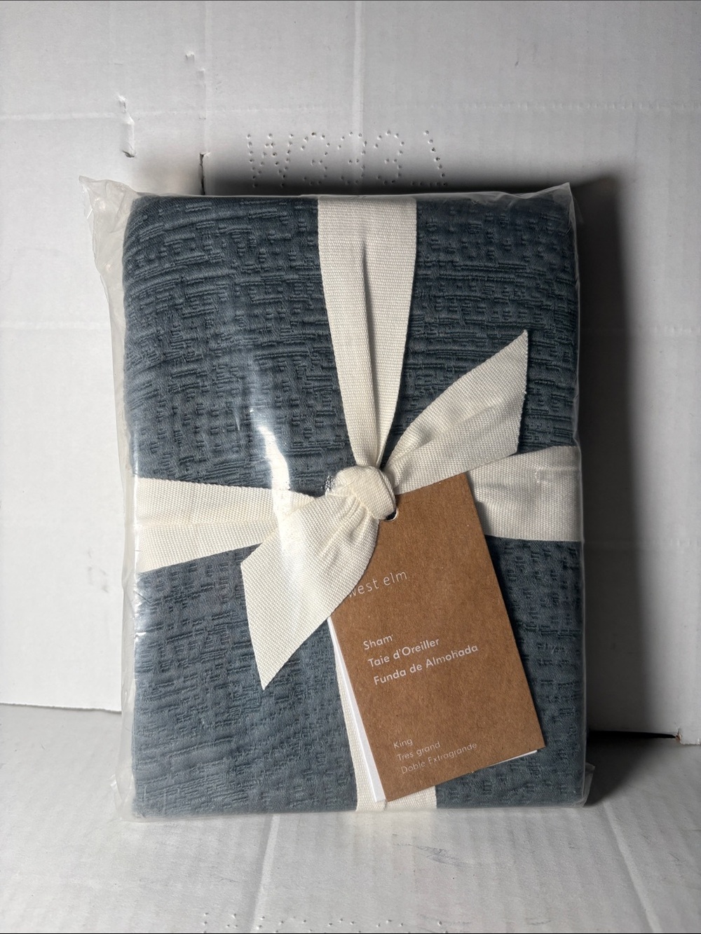 West Elm Cotton Sham in Slate Blue King Size